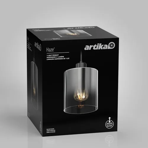 Vista 6 de artika Lámpara colgante Haze con degradado cromado ahumado y cristal transparente, ideal para cocina, comedor, baño, lámpara colgante individual