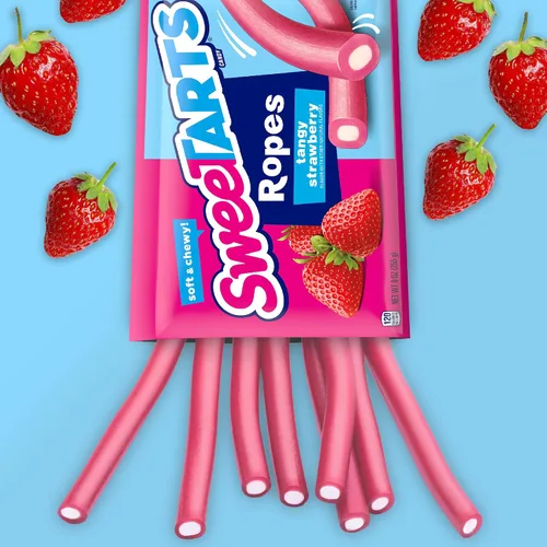 Vista 5 de SweeTARTS Soft & Chewy Ropes Candy, sabor a fresa ácida, bolsa de 9 onzas (paquete de 4)