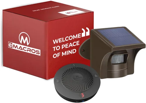 Vista 10 de Alarma de entrada inalámbrica de largo alcance solar de eMACROS para exteriores, resistente a la intemperie, sensor y detector de movimiento