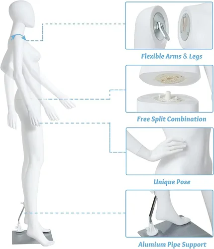 Vista 3 de Maniquí de cuerpo completo Maniquí Femenino - Cuerpo Maniquíes, Maniquíes Cuerpo Femenino (Blanco - style2)
