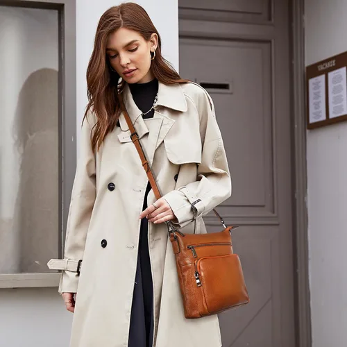 Vista 2 de HESHE Bolsos cruzados para mujer, bolsos de cuero, bolso de hombro de diseñador con bolsillos, bolsa de viaje