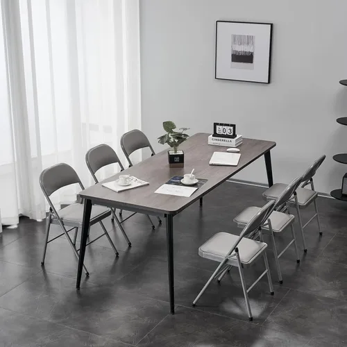 Vista 2 de Paquete de 10 sillas plegables grises con asientos acolchados, sillas plegables apilables portátiles para interiores y exteriores, asiento comercial