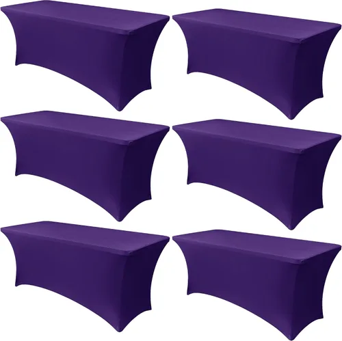 Vista 27 de Obstal Paquete de 6 Fundas de Mesa Elásticas de Spandex para Mesas de 6 Pies - Mantel Rectangular Universal Ajustado de 6 Pies Protector para Bodas