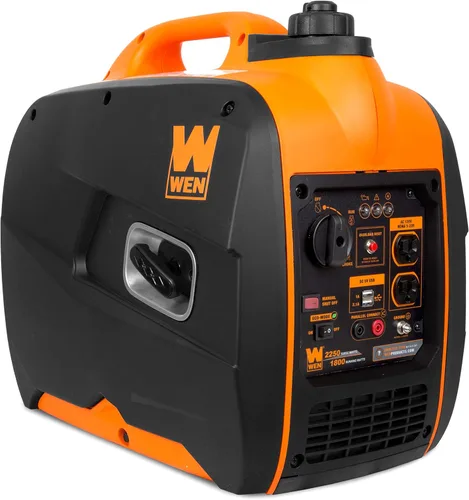 Vista 2 de WEN 56225i Generador inversor portátil de 2250 vatios, funciona con gas, con apagado de combustible, cumple con CARB, negro