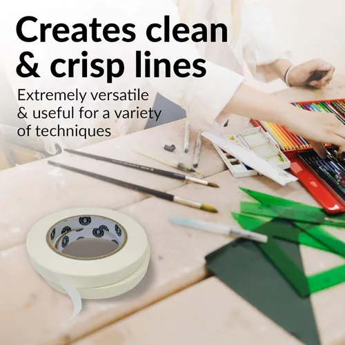Vista 5 de HIPPIE CRAFTER Paquete de 3 cintas blancas para artistas, cinta adhesiva extraíble para papel de acuarela, pintura, dibujo, marco de lienzo, sin