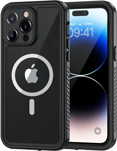 Vista 36 de Lanhiem Funda para iPhone 14, impermeable IP68 a prueba de polvo con protector de pantalla integrado, resistente a prueba de golpes de cuerpo Negro
