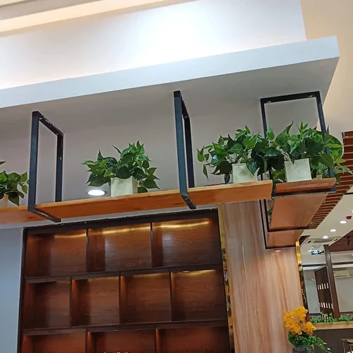 Vista 5 de Shelves Whftd Industrial Ceiling Flower Stand, Nordic Solid Wood Hanging Storage Racks, for Bars, Restaurants, Kitchens, Ceiling Mount Shelf, 4