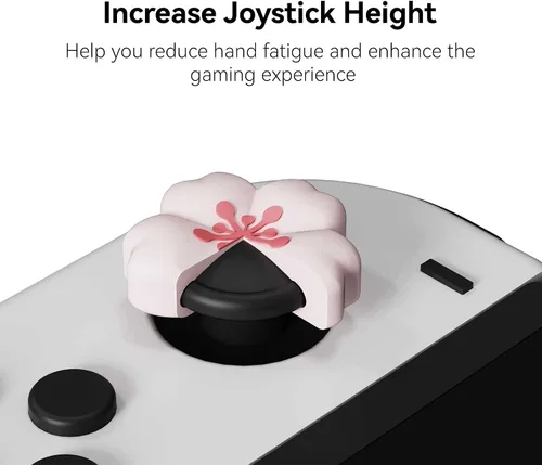 Vista 5 de GeekShare 4PCS Silicone Joystick Thumb Grip Caps, Kawaii Cherry Blossom Joystick Cover Compatible with SwitchOLEDSwitch Lite (Sakura)