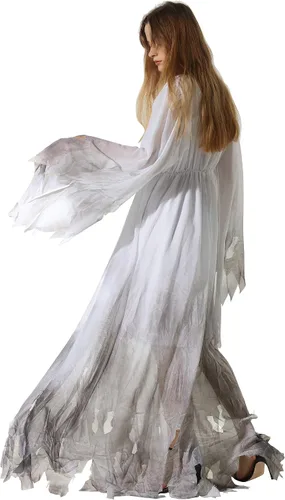 Vista 3 de EraSpooky - Disfraz de fantasma gótico estilo victoriano color blanco