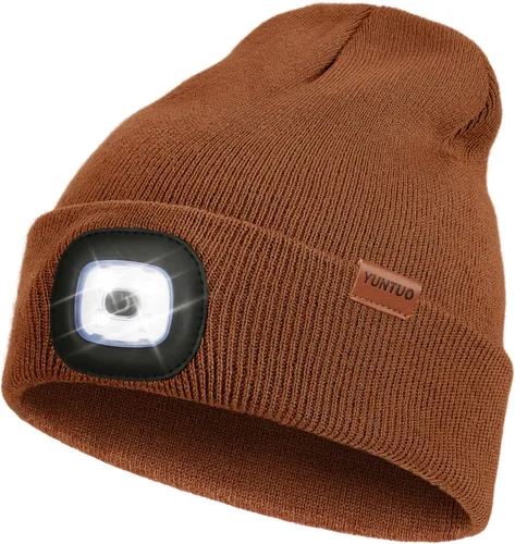 Vista 34 de Gorro LED con la luz, unisex, linterna frontal recargable por USB, gorro de punto de invierno, regalos para hombres, papá, esposo, él Azul Oscuro