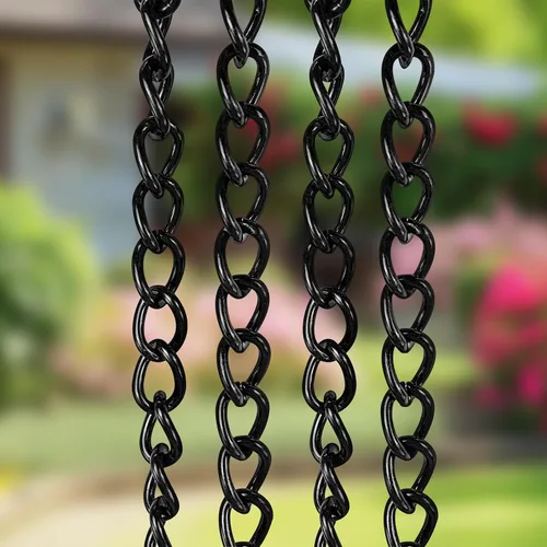 Vista 9 de Cadena de lluvia,8.2FT colector de lluvia recubierto de polvo negro,Cadenas de lluvia para canaletas
