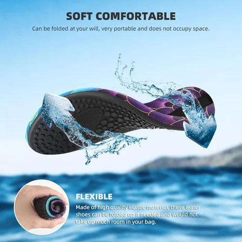 Vista 3 de Zapatos acuáticos para mujeres y hombres, secado rápido, para natación, playa, yoga, ejercicio, alberca, campamento, artículos deportivos