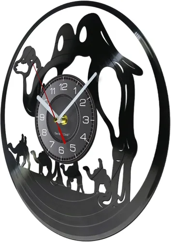 Vista 2 de 12 Inch-Wall Clock Camelcade Wall Clock Desert Animals Camels Vinyl Record Clock African Animals Camels Lined Up Wall Art Home Decor Wall Clock for