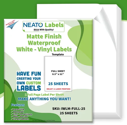 Vista 8 de Calcomanías de vinilo mate imprimibles personalizadas (8.5 x 11 pulgadas), impermeables, resistentes al desgarro, para impresoras de inyección