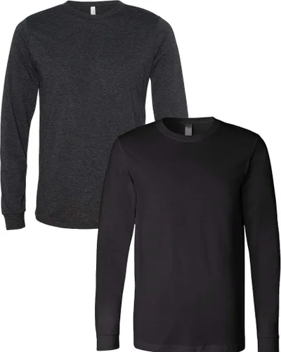 Vista 45 de Canvas Filmore 3501 - Camiseta de 4.2 onzas para hombre manga larga (1) Ceniza + (1) Jaspeado atlético