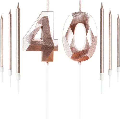 Vista 76 de Vela rosa de cumpleaños número 1 con 6 velas largas, decoraciones de decoración de pastel para fiesta de niña de 1 año, suministros de celebración