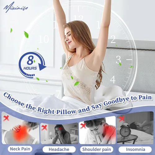 Vista 6 de Almohada cervical para el cuello, almohada para dormir de lado para adultos, almohada cervical para cuello y hombros, almohadas ortopédicas