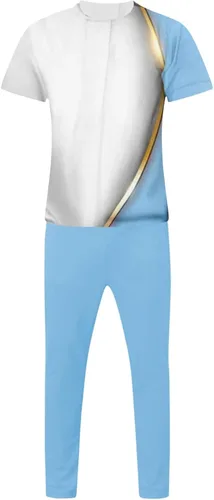 Vista 2 de Conjunto deportivo de 2 piezas para hombre, estilo casual, de manga corta, polo y pantalón, para playa, verano, elegante traje deportivo para correr