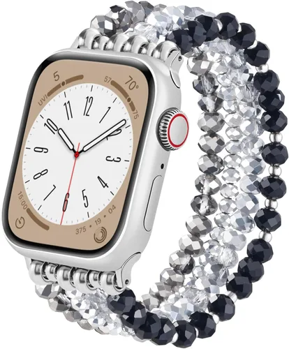 Vista 18 de VISOOM Pulsera bohemia con cuentas compatible con Apple Watch de 38/40/41/1.654 in para mujer – Correa elástica de iWatch para mujer para Apple