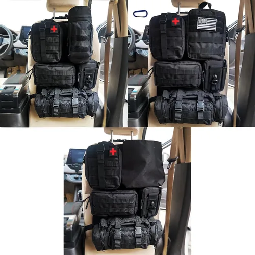 Vista 9 de Paquete de 7 organizadores tácticos para respaldo de asiento, organizador de camión con 6 bolsas desmontables, universal para automóvil, camión
