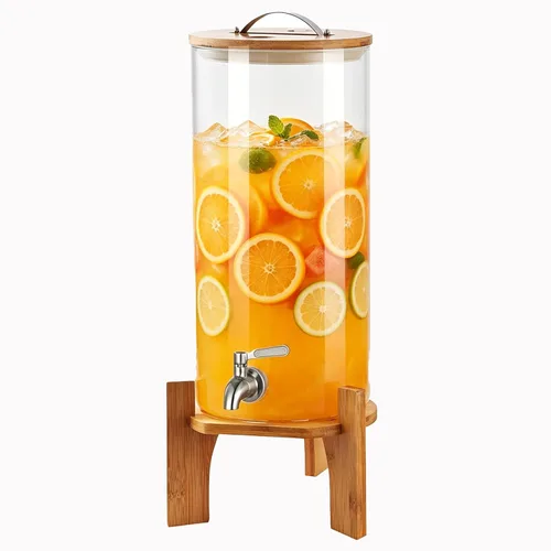 Vista 11 de Dispensador de bebidas, dispensador de bebidas de vidrio de 2.1 galones con soporte, dispensador de agua de vidrio con espita, dispensadores