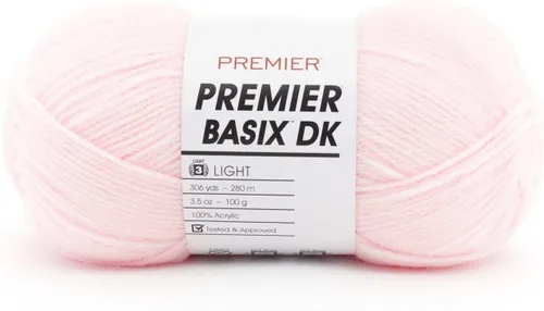 Vista 43 de Premier Yarns Basix DK - Hilo de peso, hecho de acrílico, hilo ideal para ganchillo y tejido, lavable a máquina, rubor, 3.5 onzas, 306 yardas