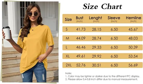 Vista 5 de Fisoew Women's Oversized T Shirts Tees Half Sleeve Crew Neck Cotton Tunic Tops