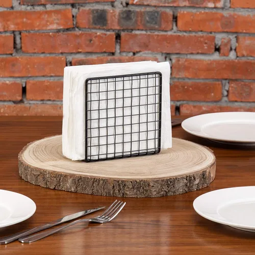 Vista 3 de Servilletero de pie de metal con diseño de rejilla de alambre, soporte de servilleta de cóctel de mesa de comedor vertical