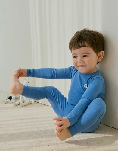 Vista 3 de moimoln Conjunto de pijama de viscosa de bambú suave acanalada de manga larga para bebés y niños, ropa de dormir, 19.7 ft-5T