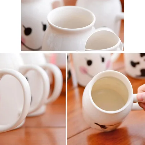 Vista 6 de ZaH Botella de leche de cerámica de 8 onzas para la mañana, tazas para el hogar, oficina, escuela, restaurante, club, fiesta, taza de leche, taza