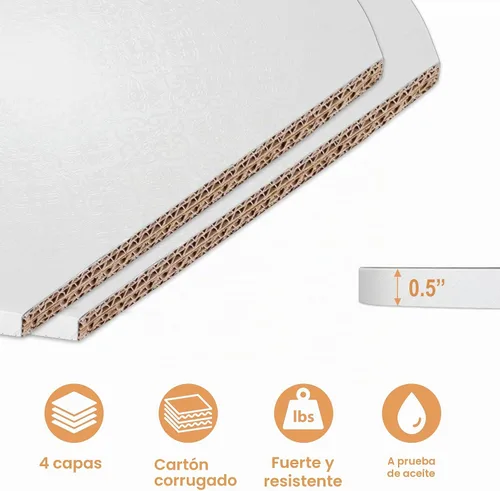 Vista 5 de Juego de tambores de tablero para pasteles de 0.5 pulgadas y 8 10 pulgadas Blanco