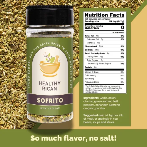 Vista 2 de Healthy Rican Adobo Sazón Sofrito Condimento y Hierbas Mixto en Polvo Sin OMG Sin Conservantes Sin MSG Sin Colorantes Artificiales Sin Gluten Apto