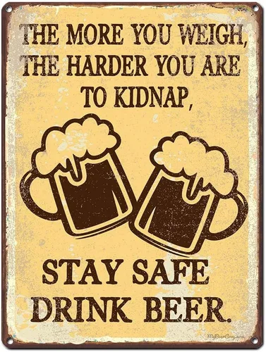 Vista 13 de Beer Because H20 Never Wins Friends, cartel divertido de aluminio de 11.5 x 15.5 pulgadas para cueva de hombre, garaje, sótano, cervecería