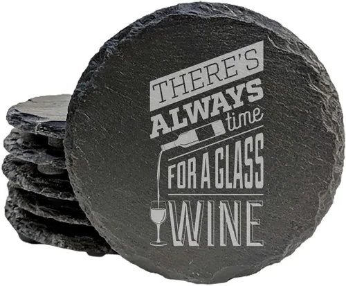 Vista 44 de Rustic Drinking Wine is My Hobby Slate Coasters Set of 8 – Round – USA Made Witty wine lover’s motto engraved on real slate coasters — “drinking