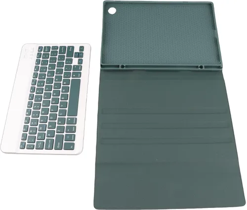 Vista 5 de Funda para teclado inalámbrico para tableta Tab A8 de 10.5 pulgadas, 2022, color verde oscuro con recortes precisos para uso diario