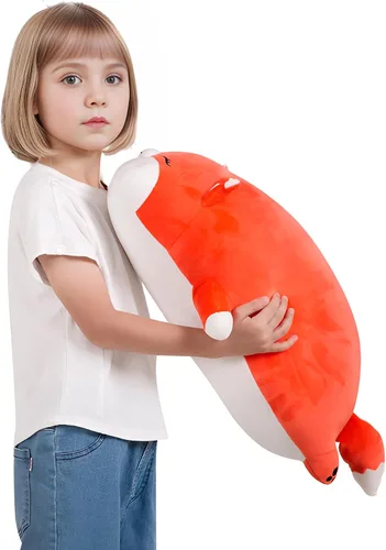 Vista 3 de FFxiong Peluche de zorro grande de 22 pulgadas, bonita almohada suave para el cuerpo, regalo para niños, niñas, niños, San Valentín, cumpleaños