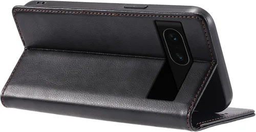 Vista 8 de Funda de cuero compatible con Google Pixel 7, compatible con Google Pixel 7 5G GVU6C GQML3 Flip Folio PU Funda de cuero negro