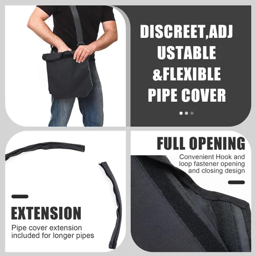 Vista 4 de Fundas para bolsa de catéter de 67.6 fl oz con cubierta de tubo, bolsa de drenaje de privacidad, correa ajustable, suministros de catéter suave