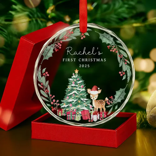 Vista 8 de Adorno de cristal personalizado para anuncio de bebé, adorno de Feliz Navidad, abuela y abuelo te veo en 2024, regalo de abuelos promocionados