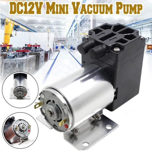 Vista 2 de Mini bomba de vacío DC 12V - Compresor de aire de bomba de micro diafragma de 6 W, bomba de succión de aire de presión negativa de aluminio