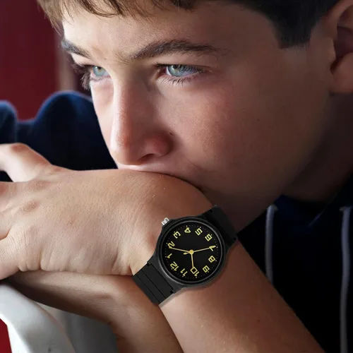 Vista 6 de Reloj analógico para niños y niñas, resistente al agua hasta 30M, reloj deportivo para niños, fácil de leer, con esfera fina, correa suave