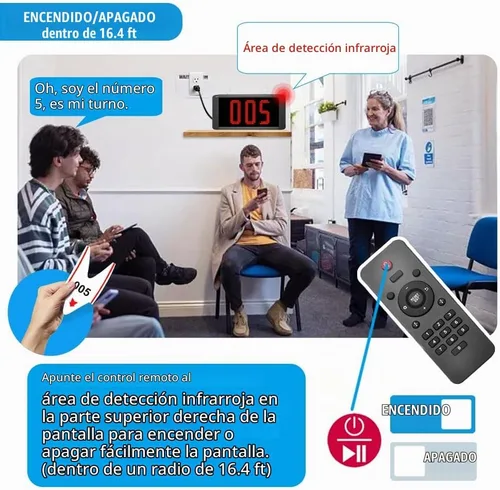 Vista 3 de Sistema inalámbrico de llamadas en cola, sistema numérico de 3 Dight Now Serving Number System con aviso de voz para restaurante, hospital, banco