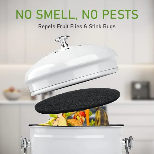 Vista 7 de Paquete de 10 filtros de carbón para cubo de abono de cocina, filtros de abono para reemplazo de cubos de contenedores de encimera