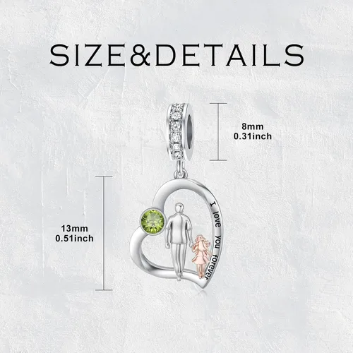 Vista 19 de PROESS Dije para padre, madre e hija, pulsera de plata de ley para pulseras, regalos de cumpleaños, día de San Valentín, para hija, madre, amante