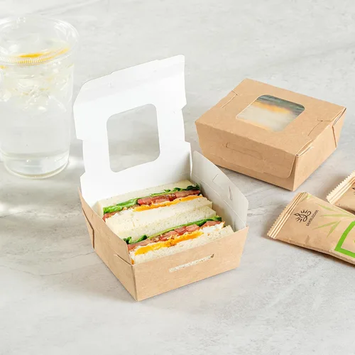 Vista 3 de Restaurantware Mini recipiente bio para llevar de papel rectangular de 12 onzas, 200