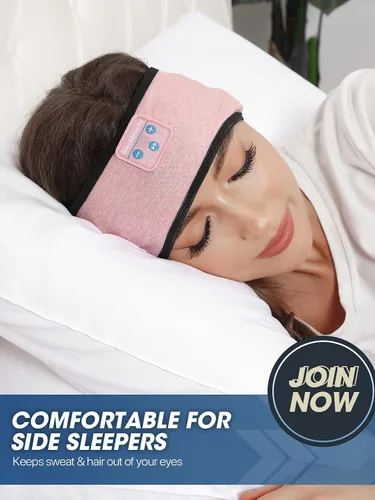 Vista 3 de Auriculares para dormir, inalámbricos, diadema Bluetooth, cómoda máscara de ojos para dormir, diadema deportiva, accesorios tecnológicos, regalos
