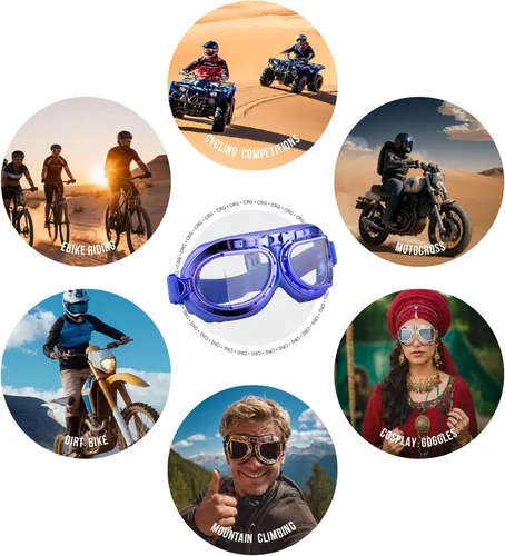 Vista 7 de CRG Sports Gafas de motocicleta estilo aviador, piloto, crucero, scooter, gafas de motocross para hombre, mujer, adulto