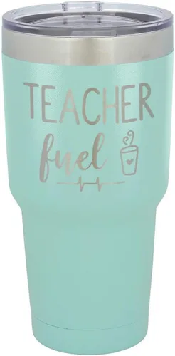 Vista 17 de TEACHER FUEL Vaso negro de 30 onzas con popote y tapa superior deslizante Taza de viaje de acero inoxidable Comparar con Yeti Rambler