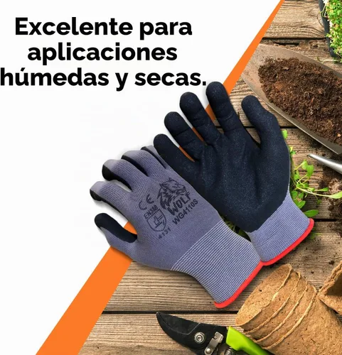 Vista 3 de WOLF Guantes de nitrilo ultradelgados con palma de espuma recubierta con agarre adhesivo, multiusos