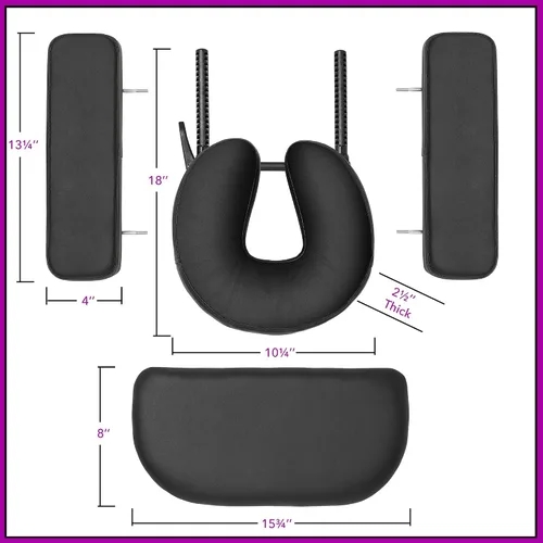 Vista 5 de Saloniture Mesa de masaje profesional portátil y ligera con patas de aluminio, incluye reposacabezas, soporte facial, reposabrazos y funda